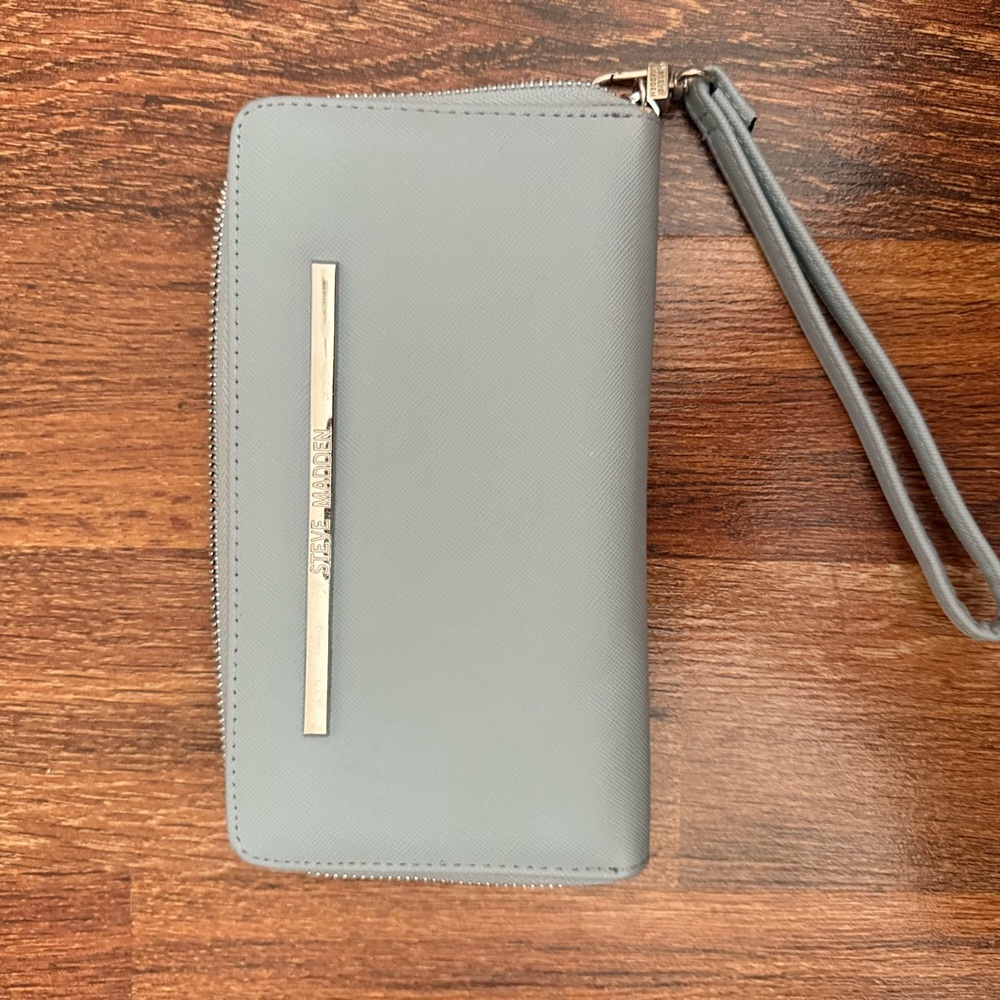 blue Gray Wristlet Wallet